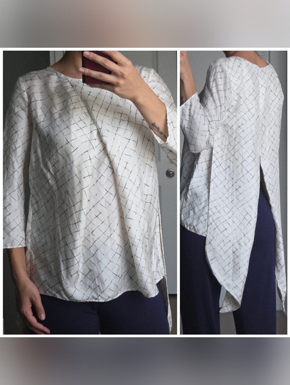 Elisabetta Franchi 100% Silk Asymmetric Blouse, Size 40/Small, White, Round Neck
